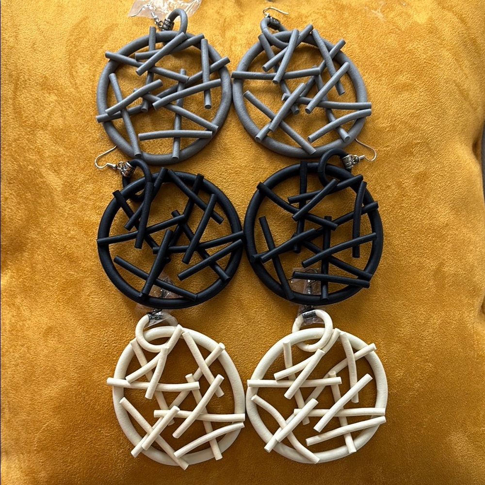 Circular Earrings in Gray, or Cream. Lightweight Rubber. Price per pair